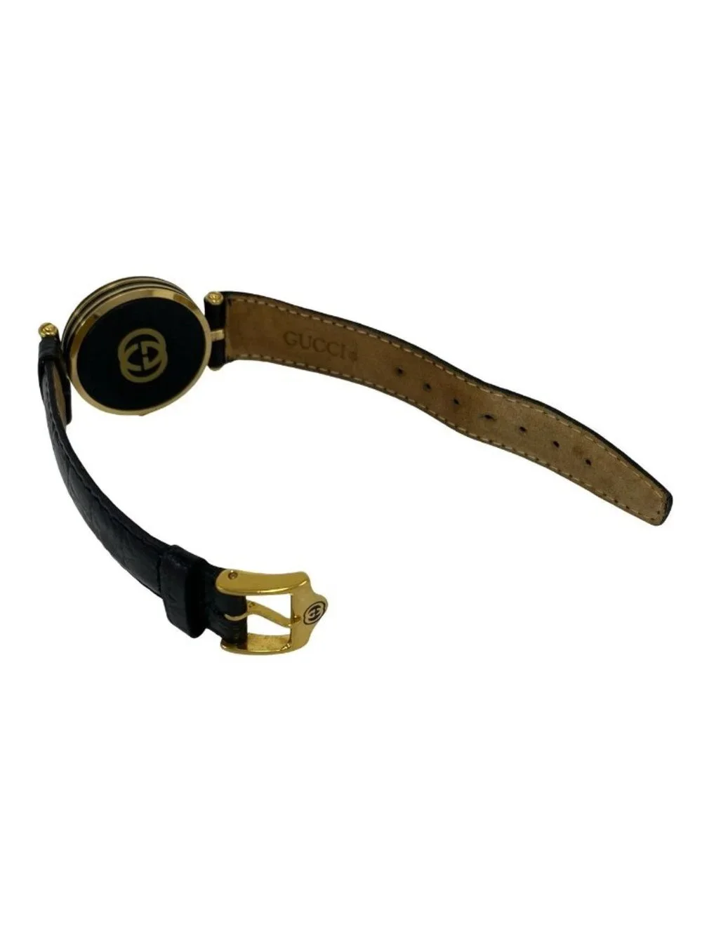 Gucci Vintage Dress Watch Leather Quartz Wrist Black